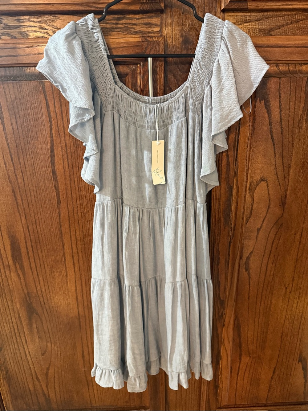 NWT Bluivy Light Blue Ruffle Sleeve Tiered Dress